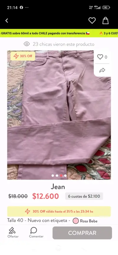 Pantalones rosados nuevos - miniatura 1