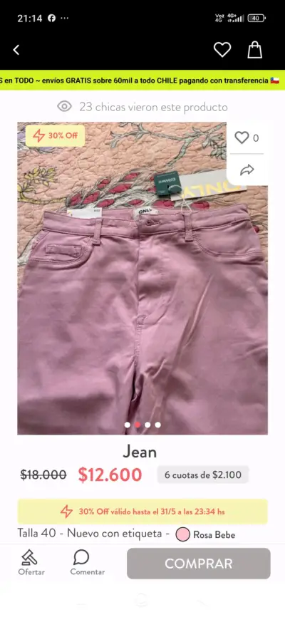 Pantalones rosados nuevos - miniatura 3
