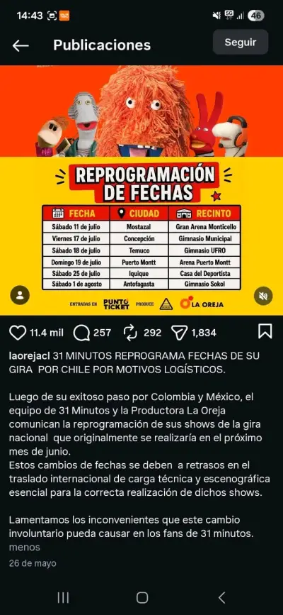 2 entradas 31 minutos, 11 Julio Monticello - miniatura 4