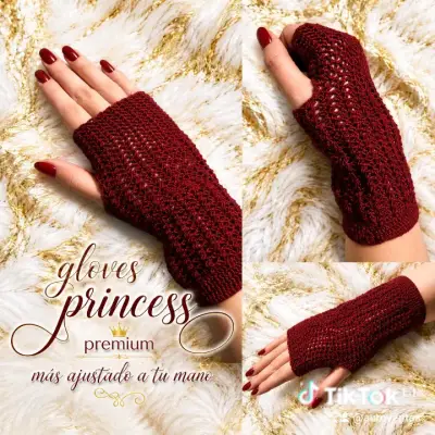 Guantes sin dedos burdeos - miniatura 1