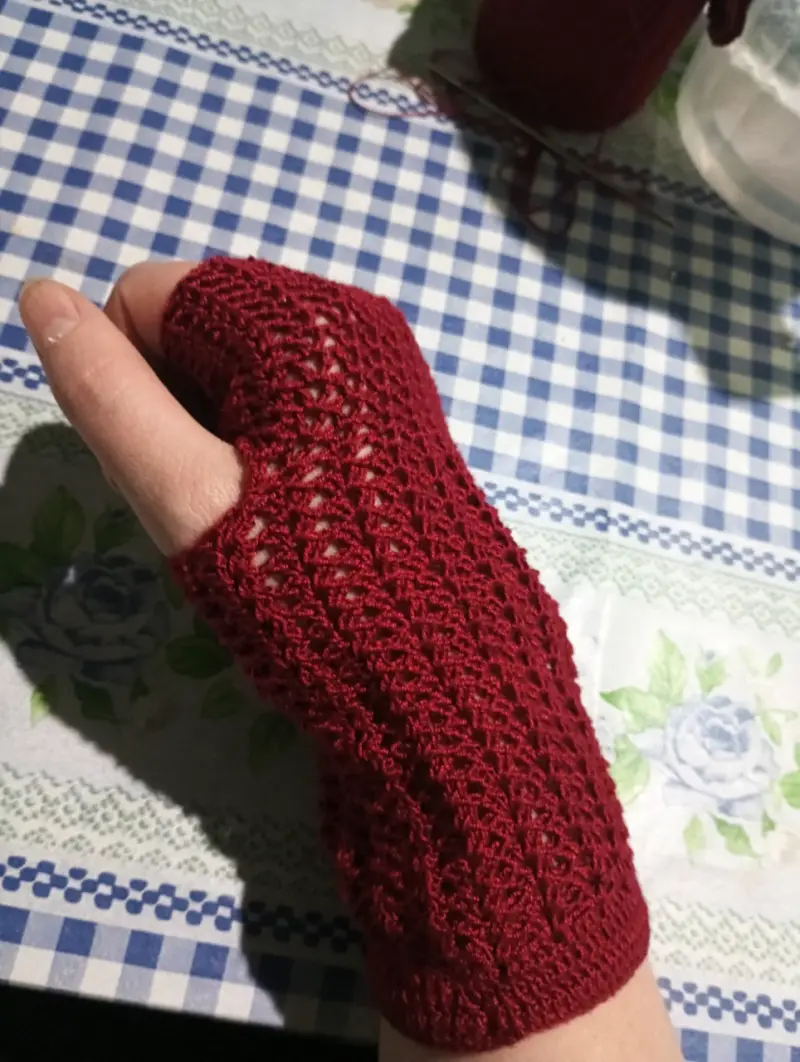 Guantes sin dedos burdeos - 2