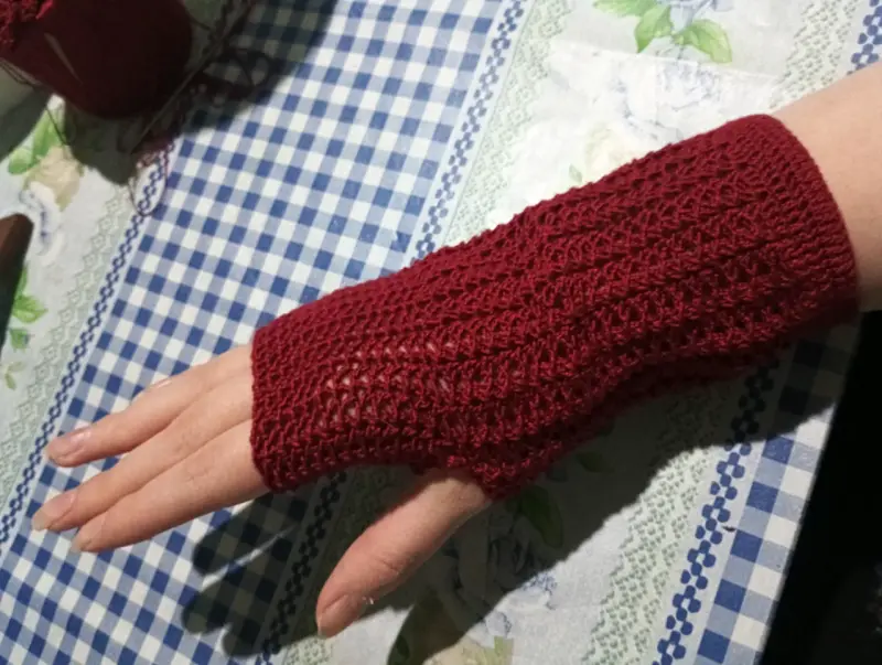 Guantes sin dedos burdeos - 4