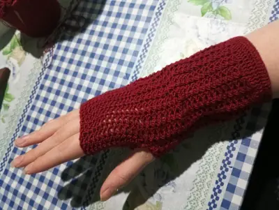 Guantes sin dedos burdeos - miniatura 4