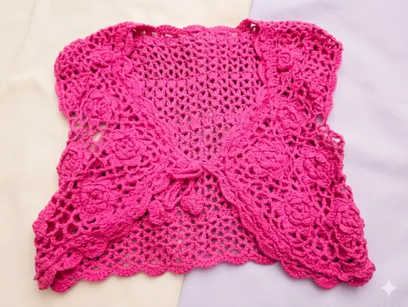 Chaleco crochet fucsia