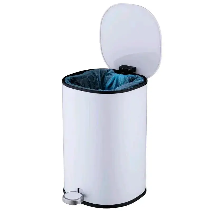 Basurero blanco con pedal - 1