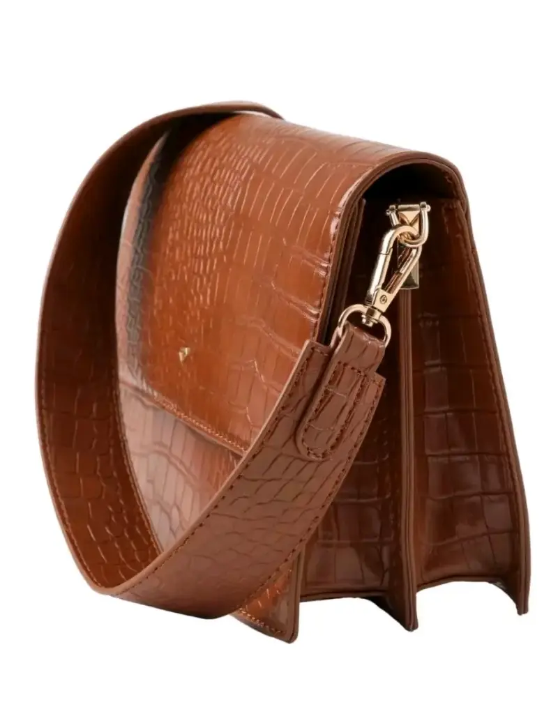 Cartera marrón tipo cocodrilo - 1