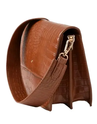 Cartera marrón tipo cocodrilo - miniatura 1
