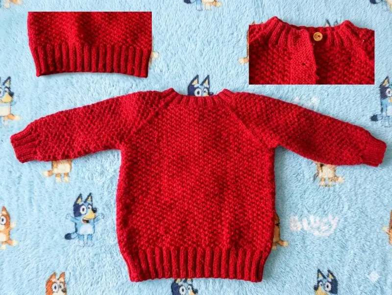 Suéter tejido rojo para niños - 1
