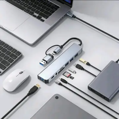 Hub USB-C multifuncional plateado - miniatura 2