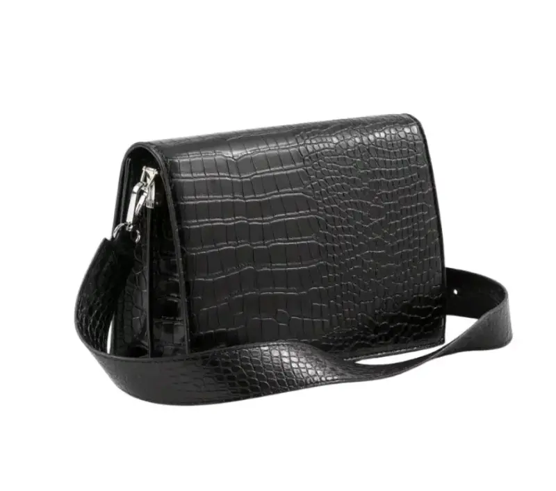 Cartera cruzada negra con textura - 1