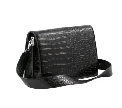 Cartera cruzada negra con textura - miniatura 1