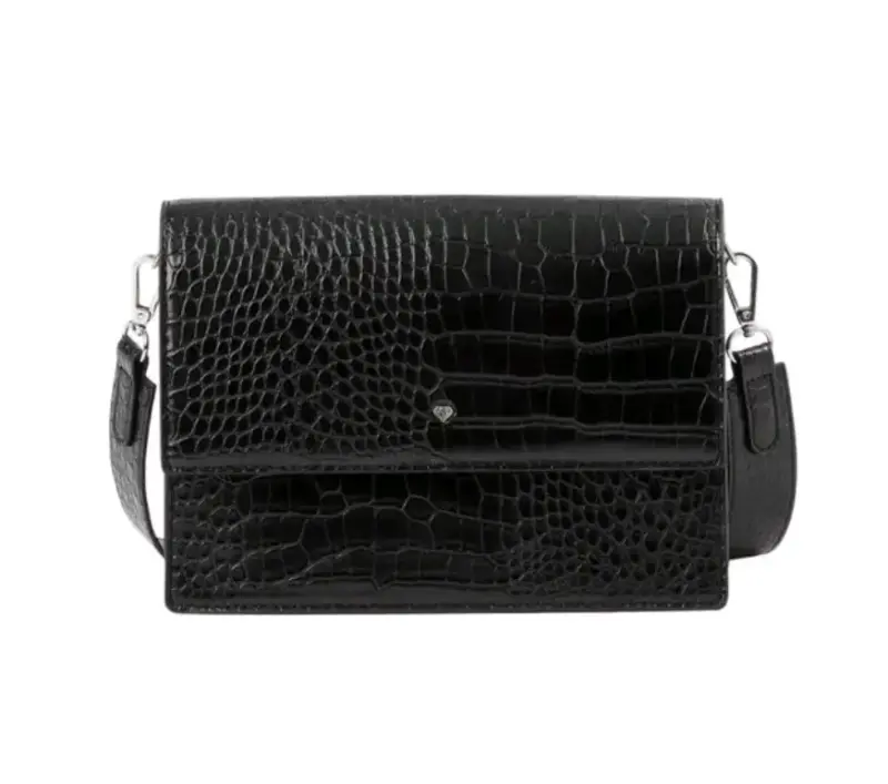 Cartera cruzada negra con textura - 3