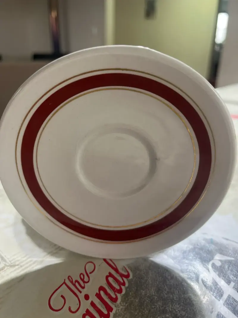 Plato decorativo con borde rojo - 1