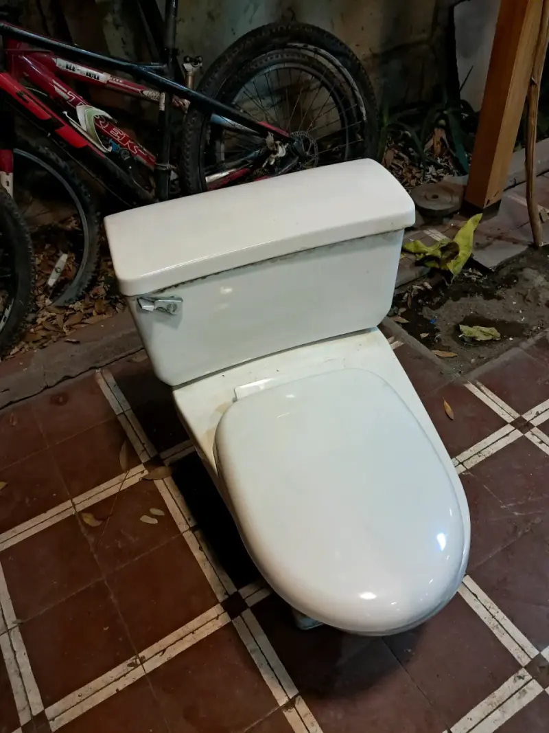 Inodoro blanco con tanque - 2