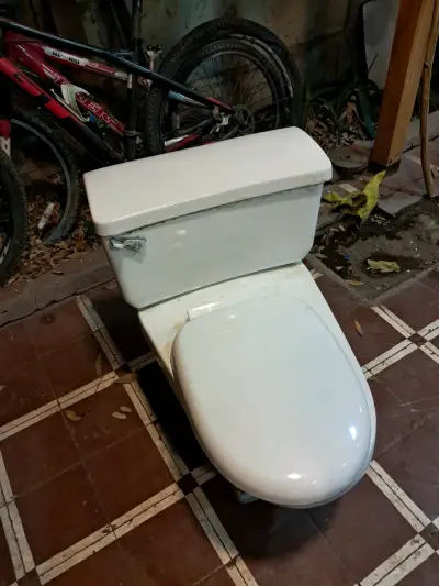 Inodoro blanco con tanque - miniatura 2
