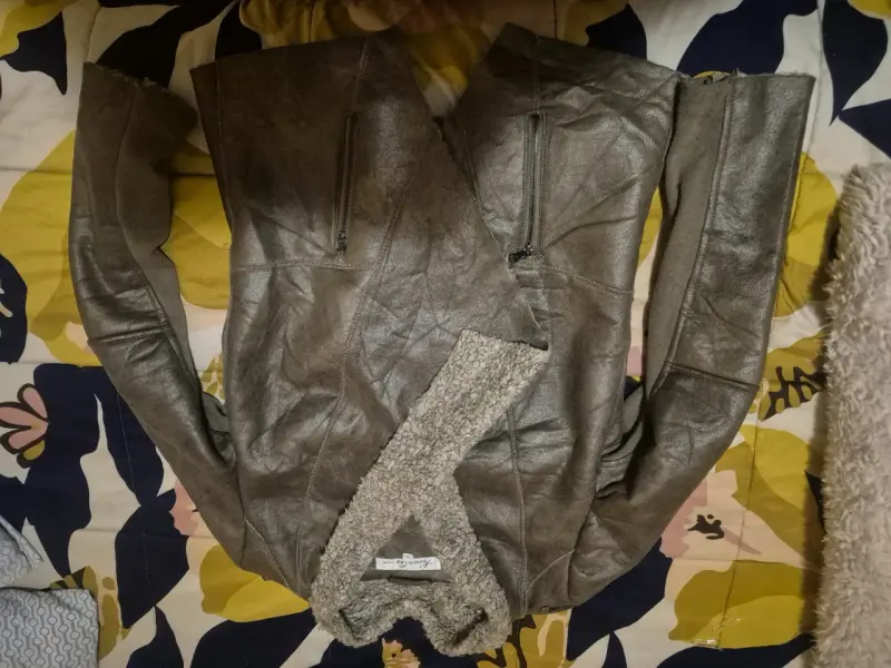 Chaqueta de cuero sintético gris - 1