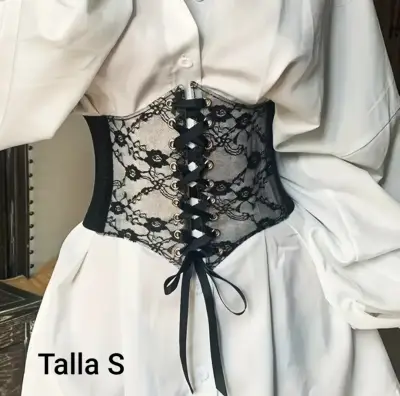 Corset negro con encaje semitransparente - miniatura 1