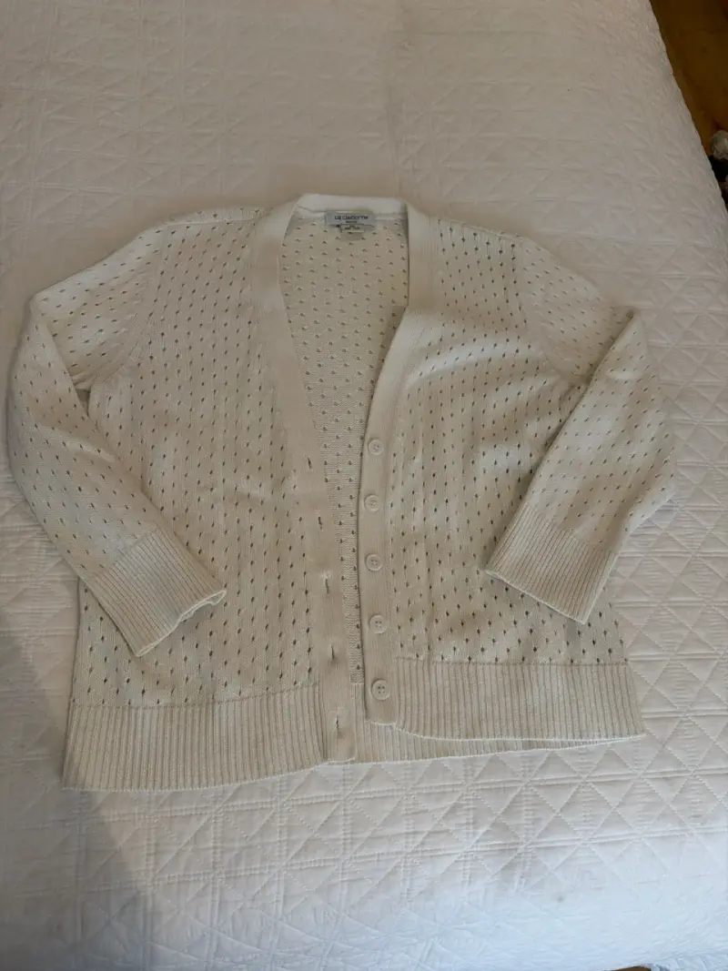 Cardigan beige tejido abierto - 1