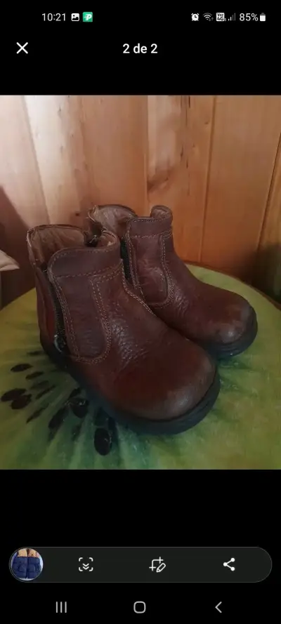 Zapatos de bebé en gris y marrón - miniatura 2