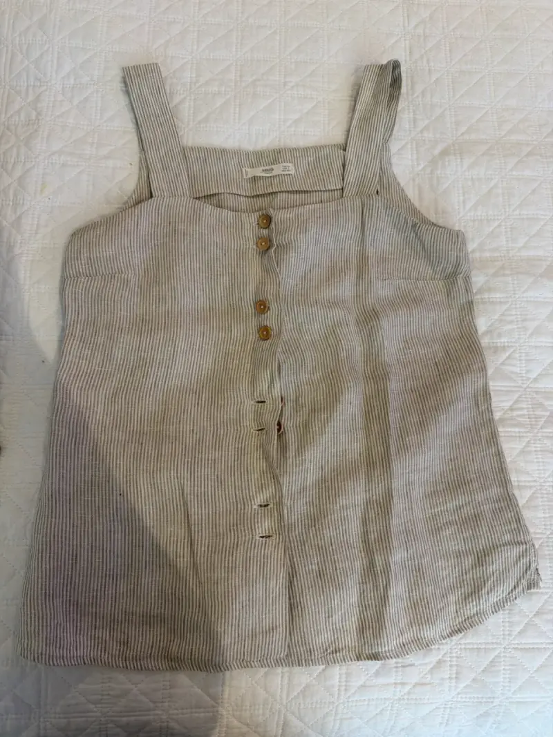 Blusa sin mangas rayada beige - 1