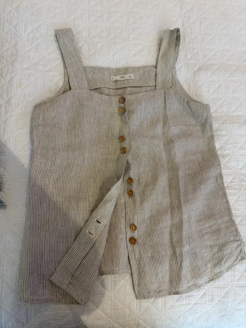 Blusa sin mangas rayada beige - 2
