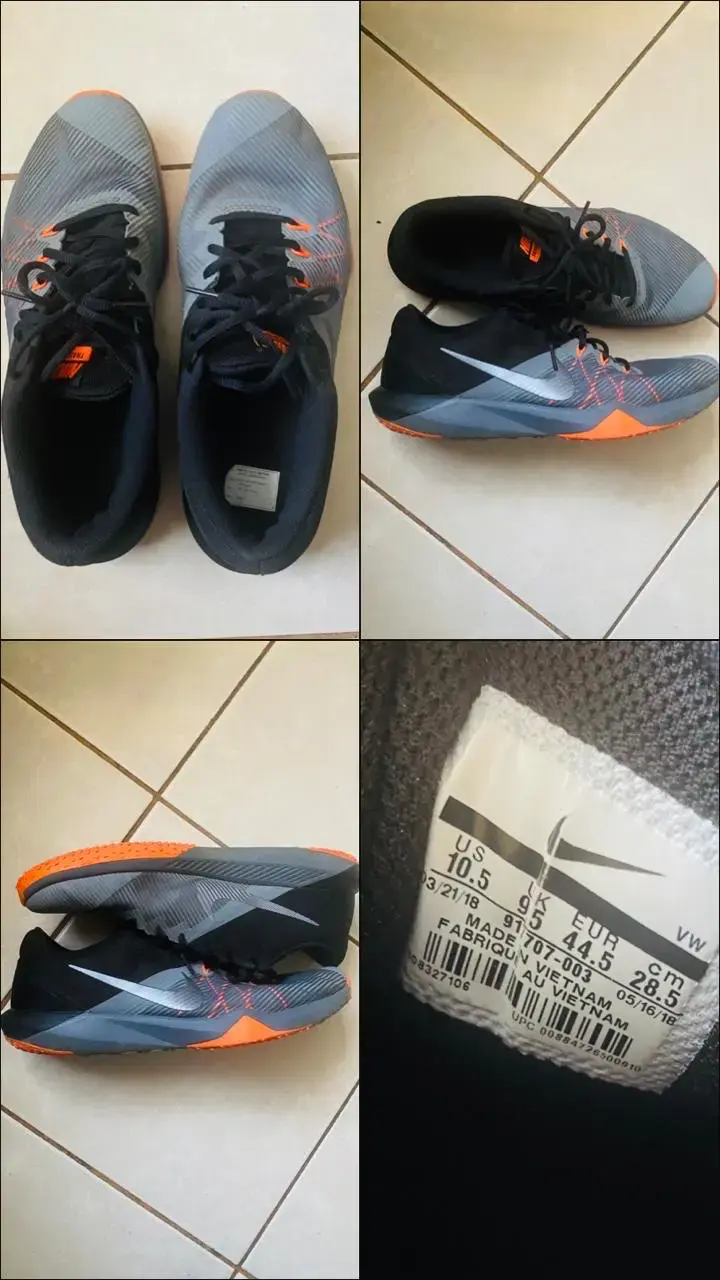 Zapatillas deportivas Nike gris y naranjas