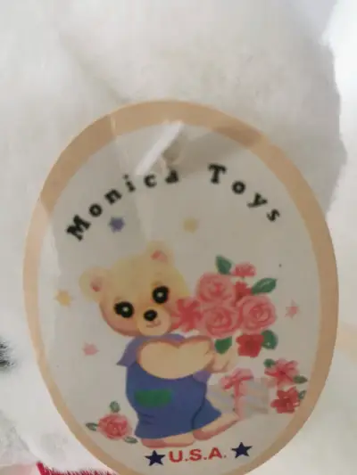 Osito de peluche blanco con lazo Rojo lunares - miniatura 3