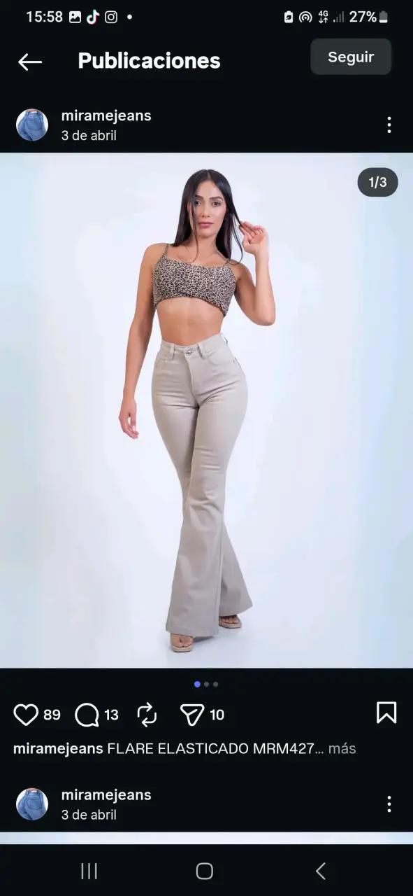 Pantalón Flare Beige Mujer
