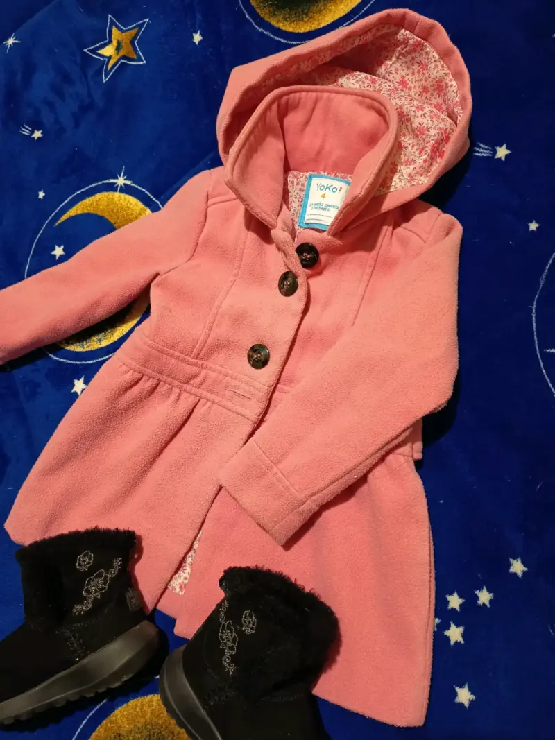 Abrigo infantil rosado + botas - 2