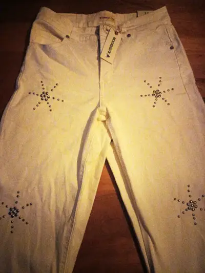 Pantalon Raindoor blanco con apliques - miniatura 1