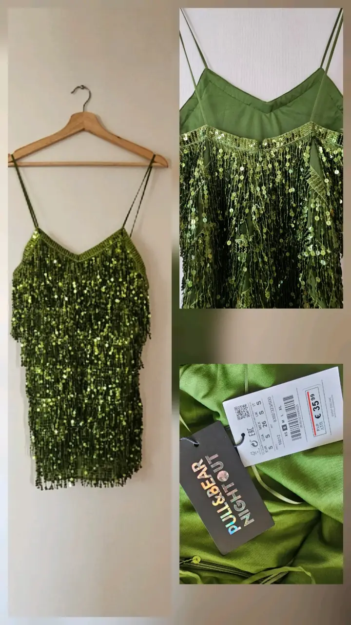 Vestido verde con lentejuelas - 1