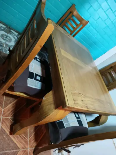 Mesa de 4 Silla de madera con cojín - miniatura 6