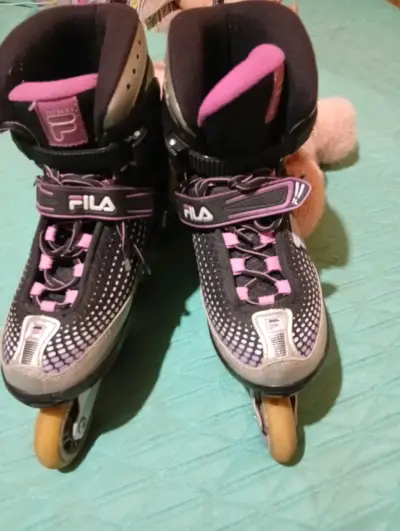 Patines en línea Fila negros y rosados - miniatura 1