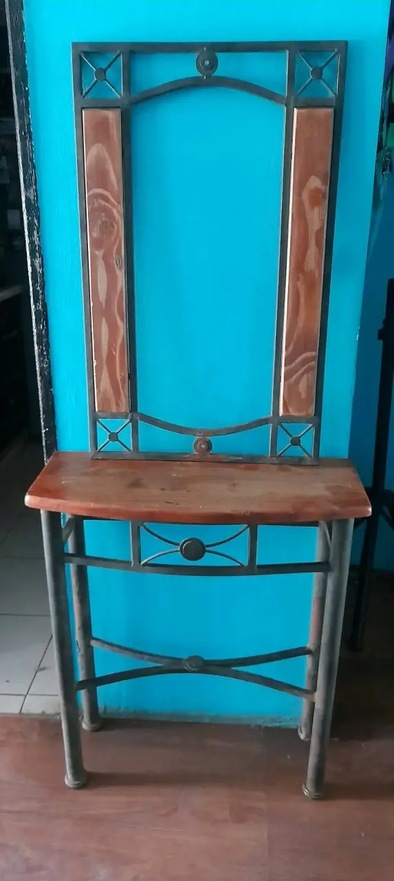 Espejo con mesa arrimo de hierro forjado