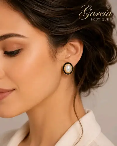 Aros ovalados con perlas - miniatura 2