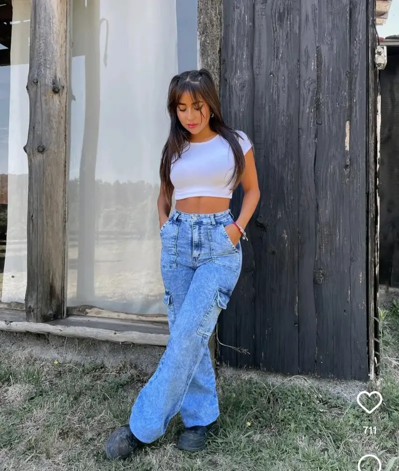 Jeans azul efecto lavado diosas del jeans - 4