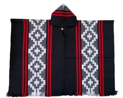 Poncho étnico con capucha lana de alpacs - miniatura 2
