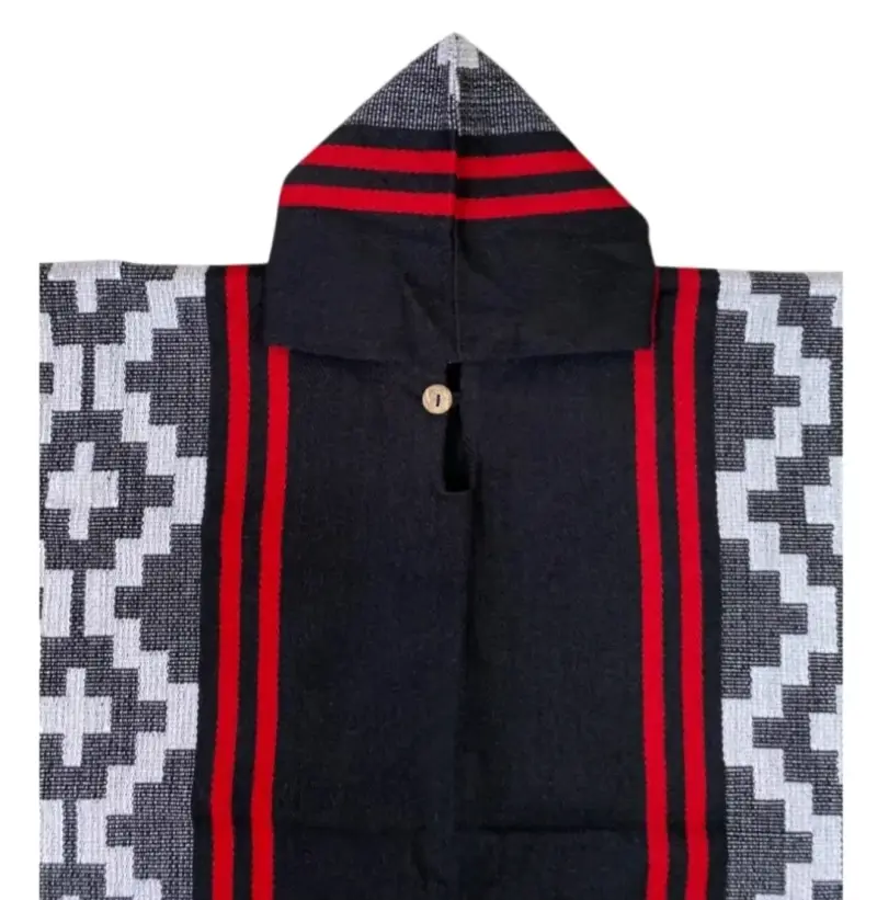 Poncho étnico con capucha lana de alpacs - 5