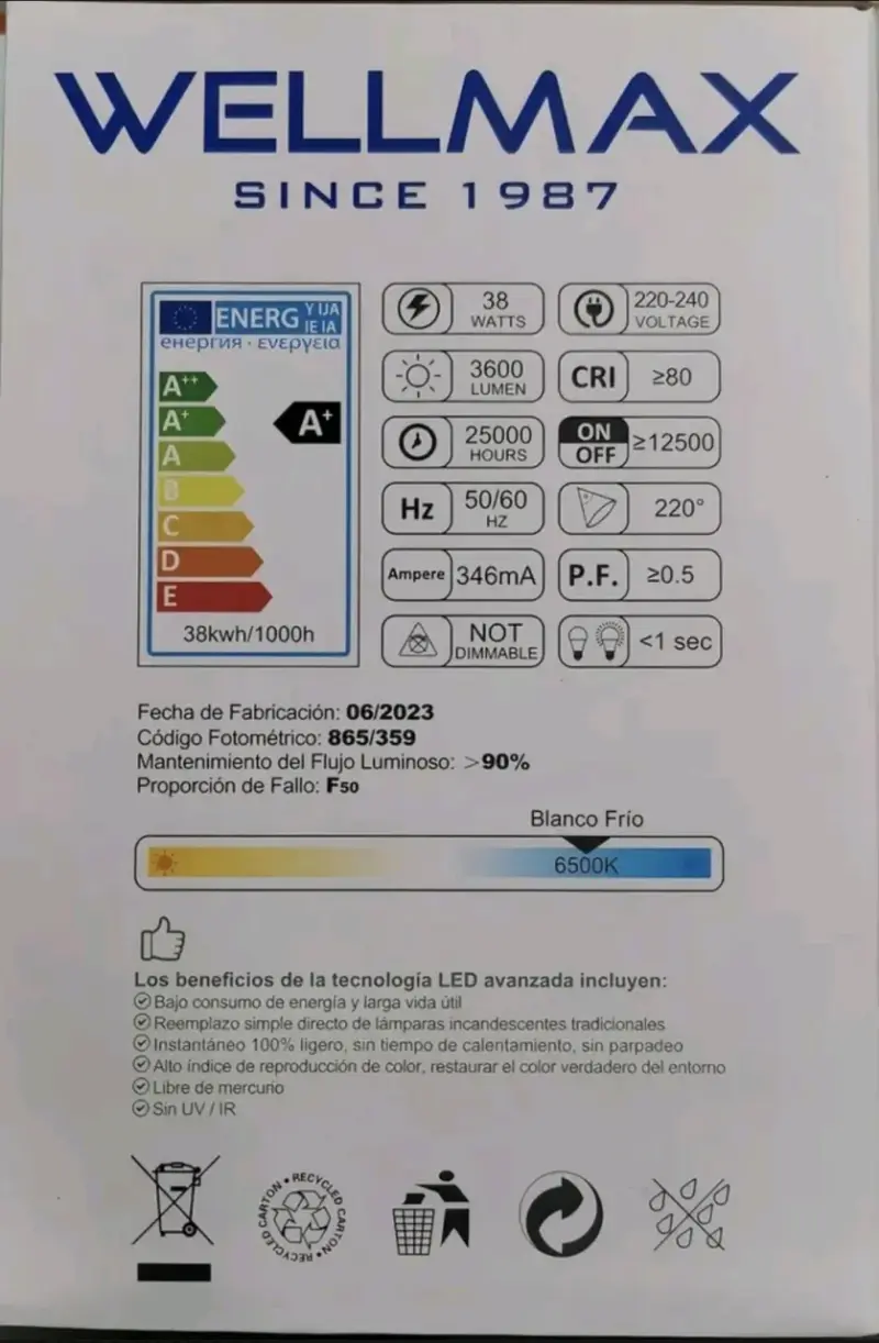 Ampolleta LED Wellmax 38W - 5