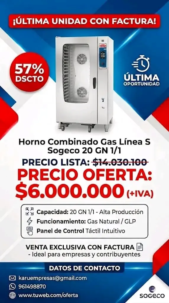 Horno combinado gas Sogeco 20 GN