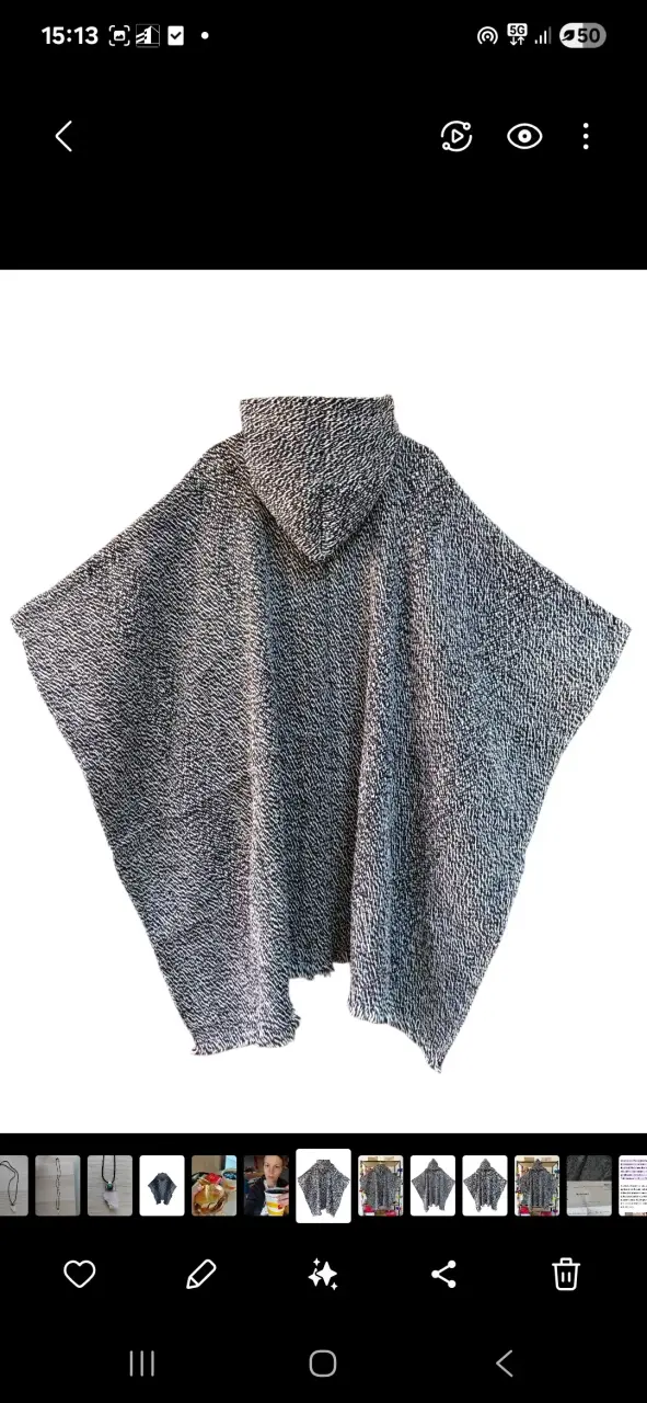 Poncho lana de alpaca con capucha - 2