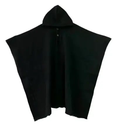 Poncho lana de alpaca negro con capucha - miniatura 2