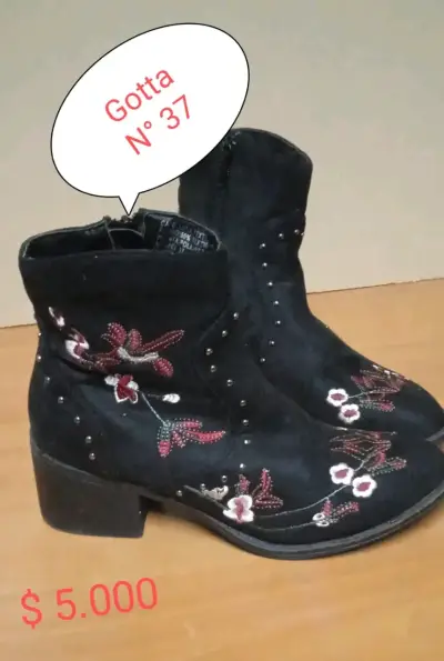 Botines negros bordados - miniatura 3