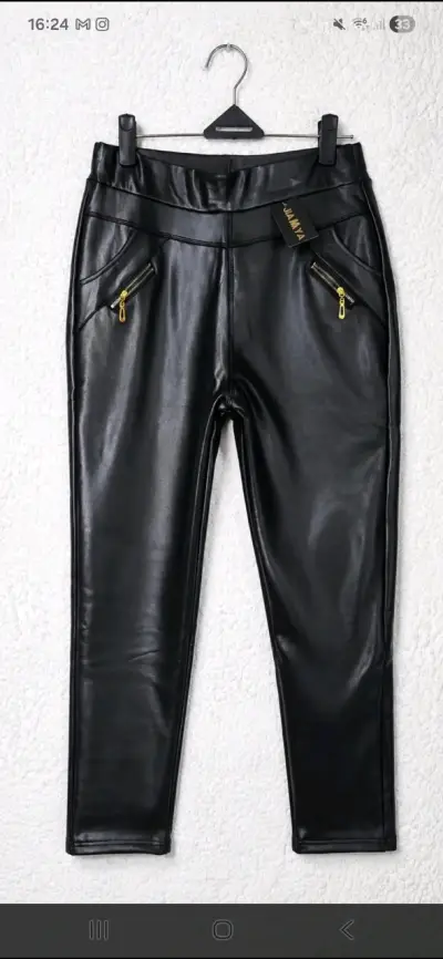 Leggings negros de cuero sintético - miniatura 1