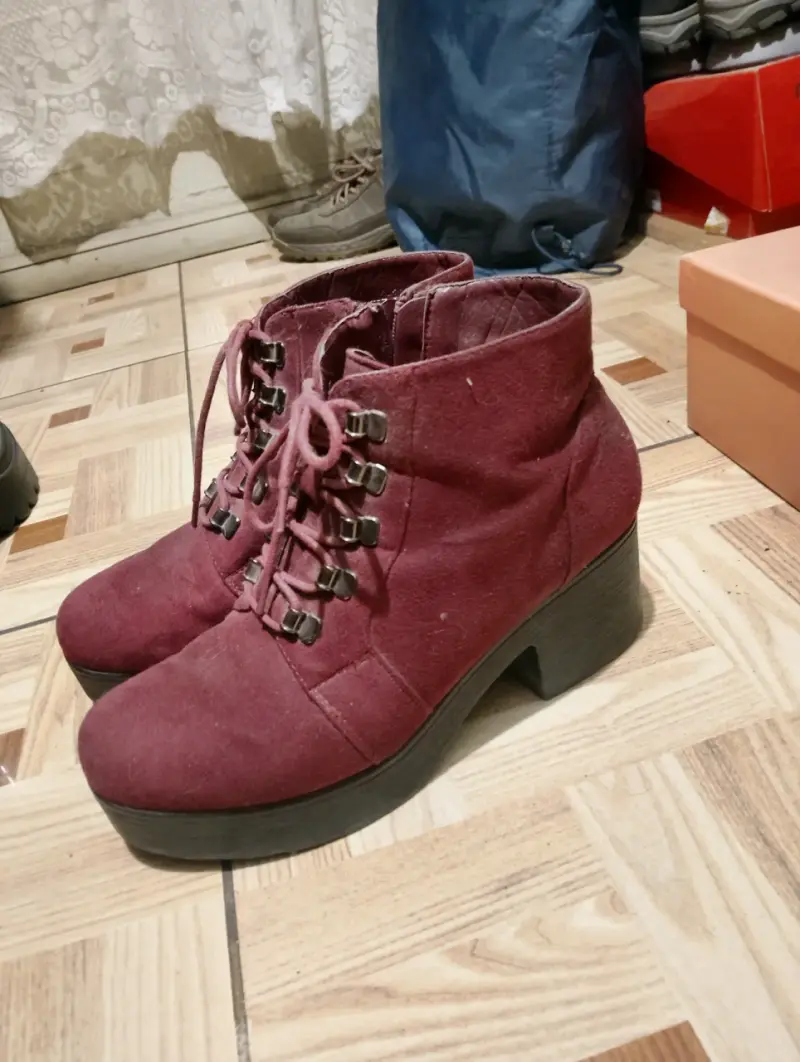 Botines burdeos con plataforma - 1