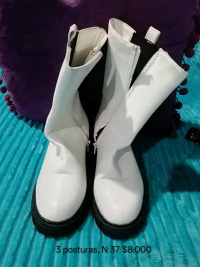 Botines blancos N37 con cierre - miniatura 1