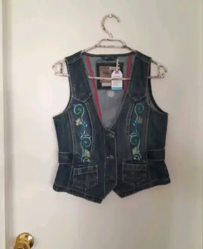 Chaleco jean bordado mujer - miniatura 1
