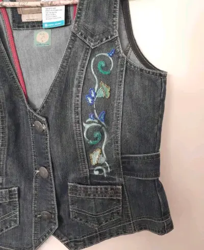 Chaleco jean bordado mujer - miniatura 3