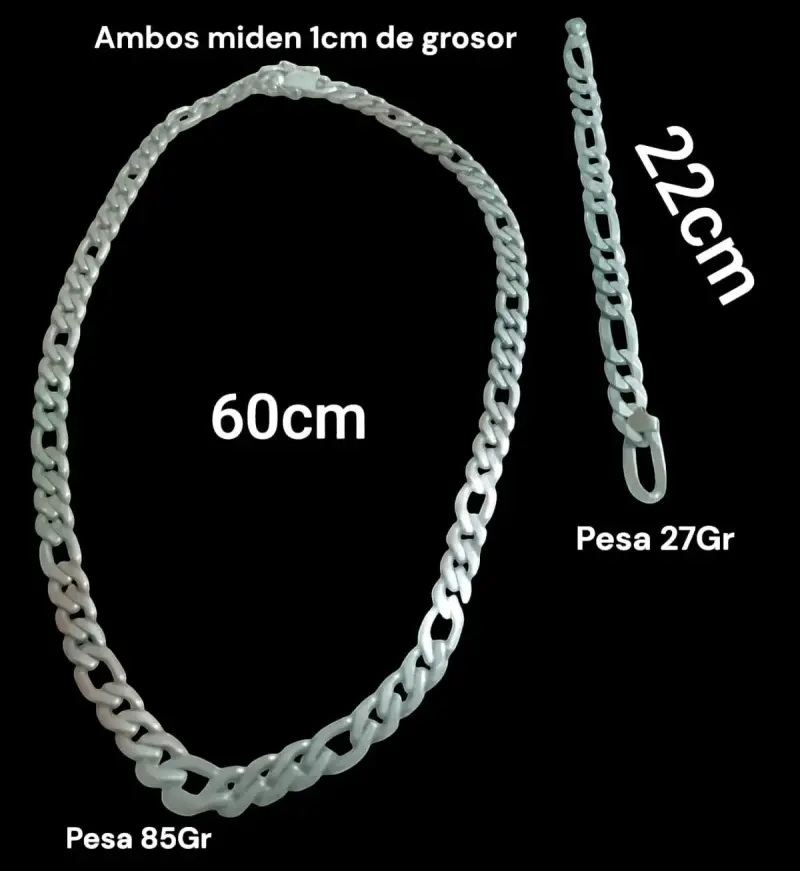 Set de cadena y pulsera plateados