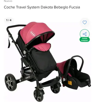 Coche Travel System Bebeglo Fucsia - miniatura 1